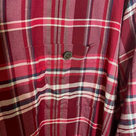 TOMMY BAHAMA Men's L Silk Red Plaid Button Front Casual Shirt Short Sleeve - Picture 6 of 12